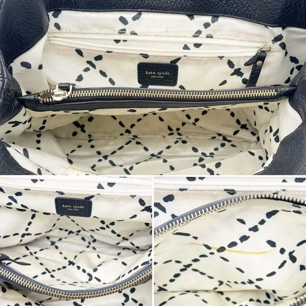 Kate Spade Bag Bexley Stevie Pebbled Black Leather Handbag Medium Slouchy Tote